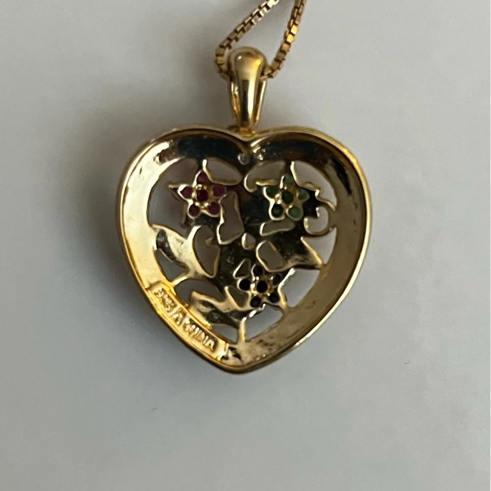 Ross Simon’s Multi-Gemstone Floral Heart Necklace with Diamond Accent - Picture 6 of 6
